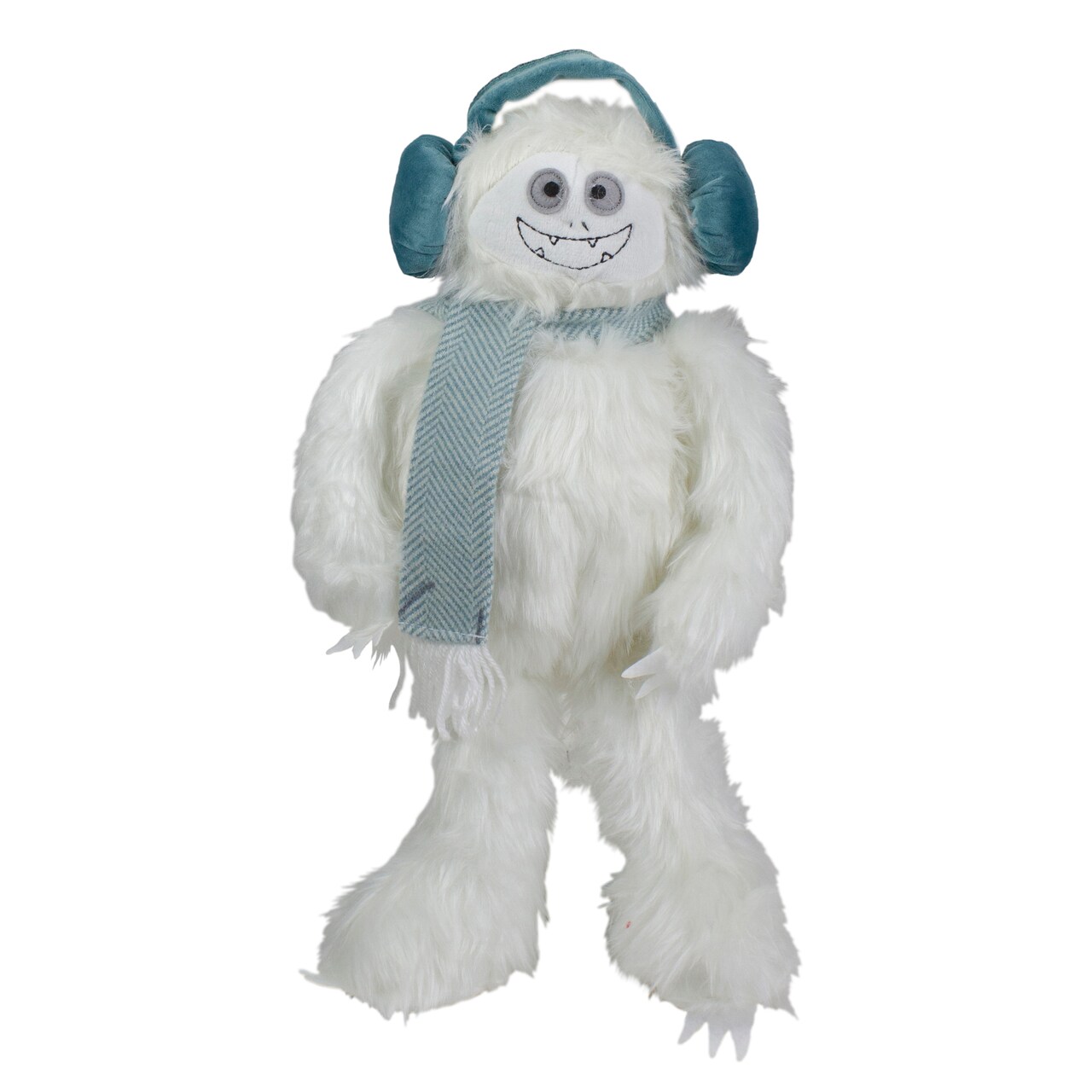 Northlight Plush Sitting Yeti with Earmuffs Christmas Figure - 18" - White and Blue